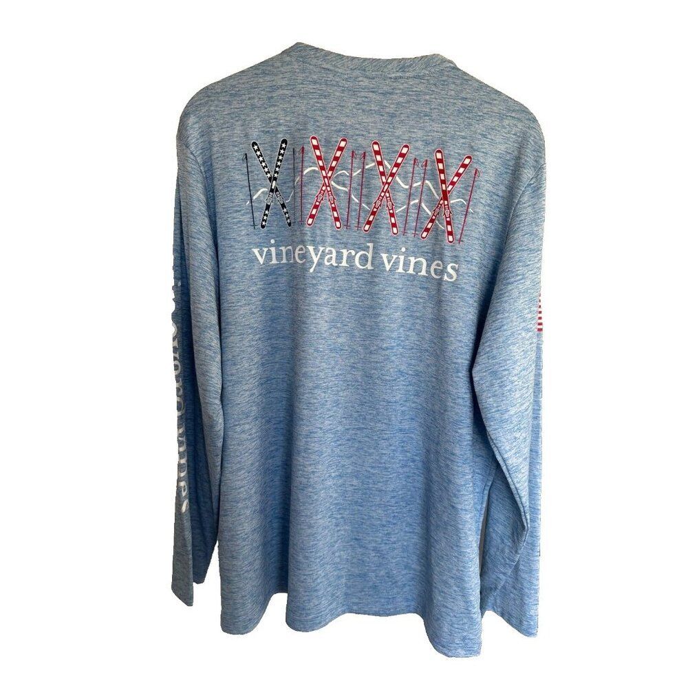 Vineyard Vines USA Skis Long-Sleeve Harbor Performance Tee Men's LG